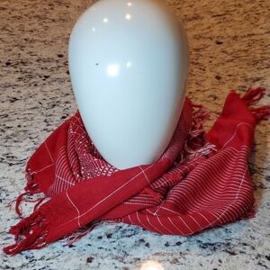 VTG Glentex red & white rayon scarf
